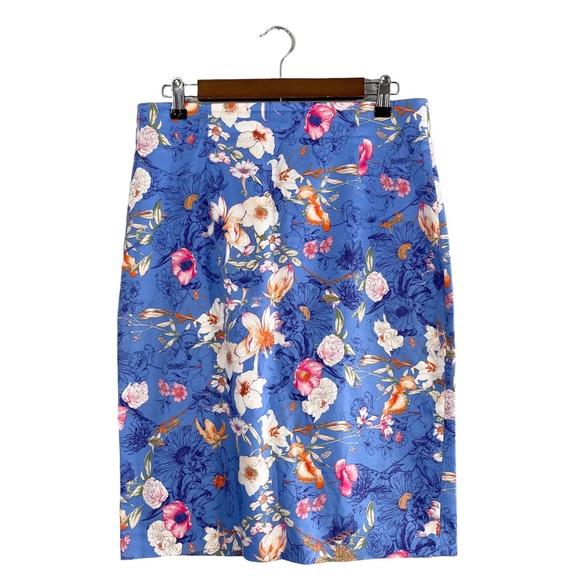 Zara Skirts Zara Blue Floral Pencil Skirt Size L Poshmark
